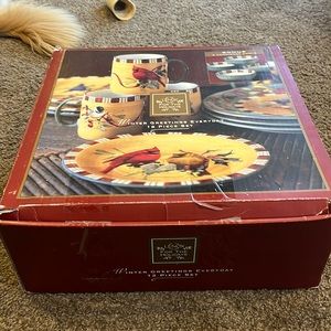 LENOX NEW IN BOX -Vintage Home for the Holidays Winter Greetings 12 piece set